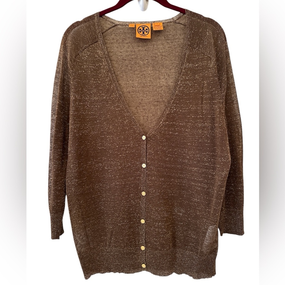 Tory Burch Shimmering Brown with Gold Top. Size Large